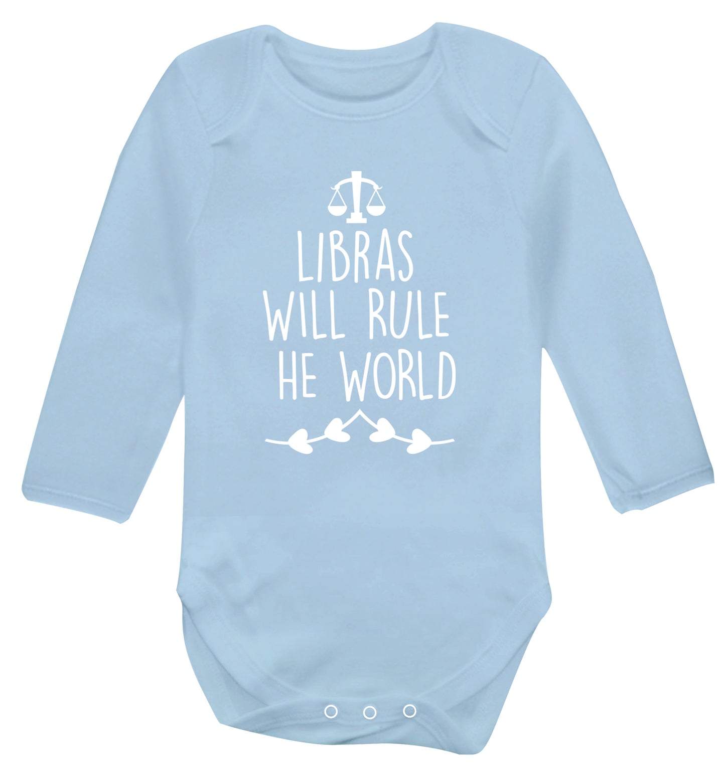 Libras will rule the world Baby Vest long sleeved pale blue 6-12 months