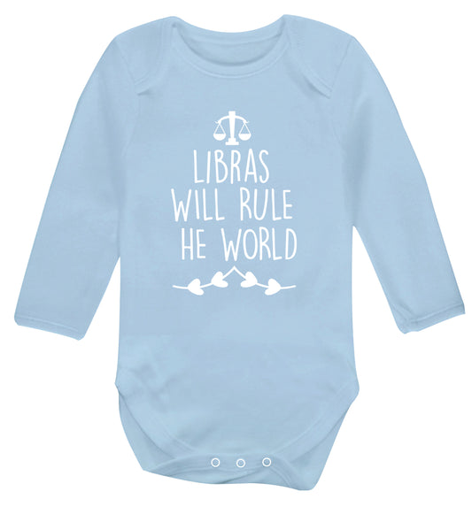 Libras will rule the world Baby Vest long sleeved pale blue 6-12 months