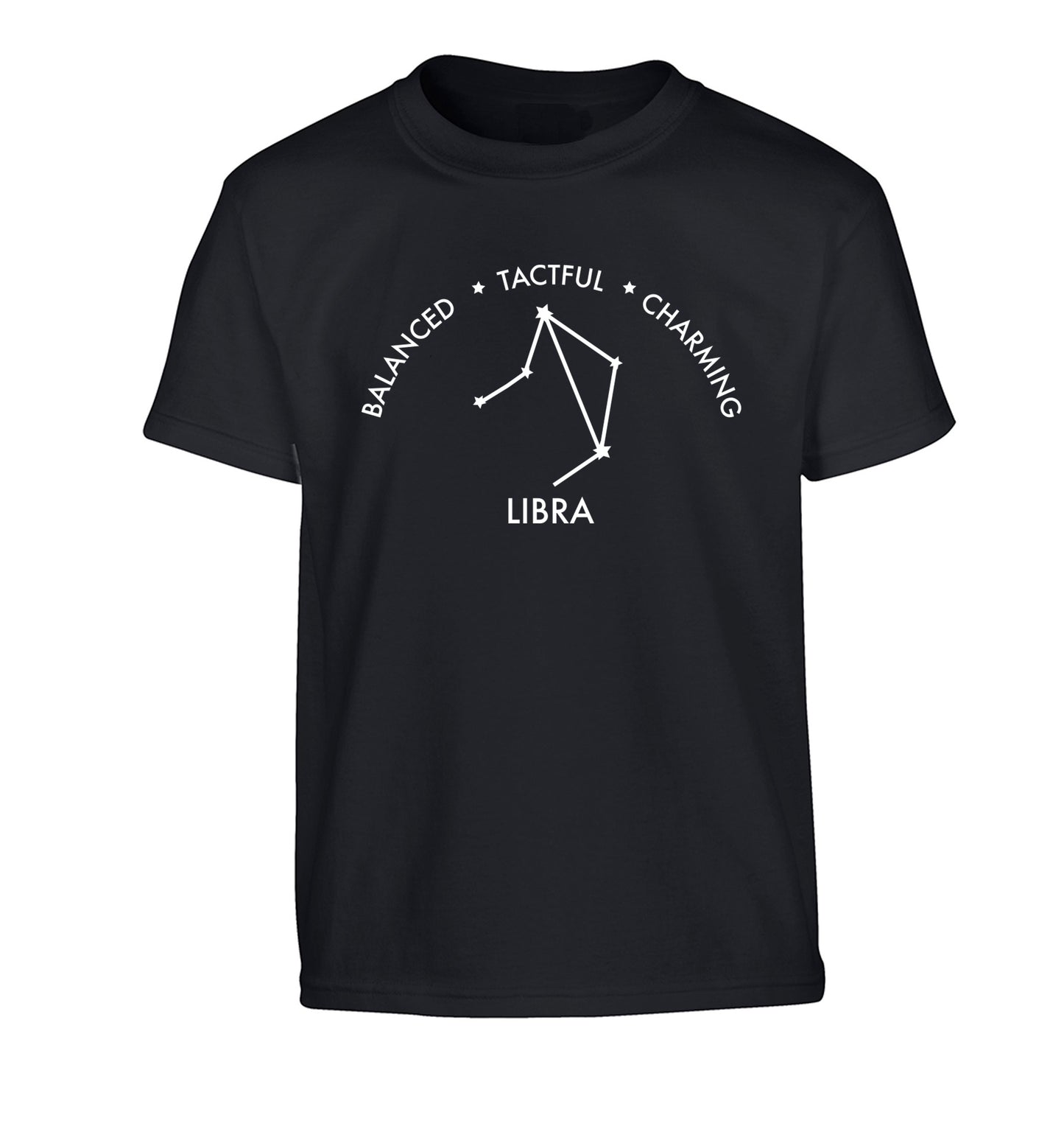 Libra: Balanced, Tactful, Charming Children's black Tshirt 12-13 Years