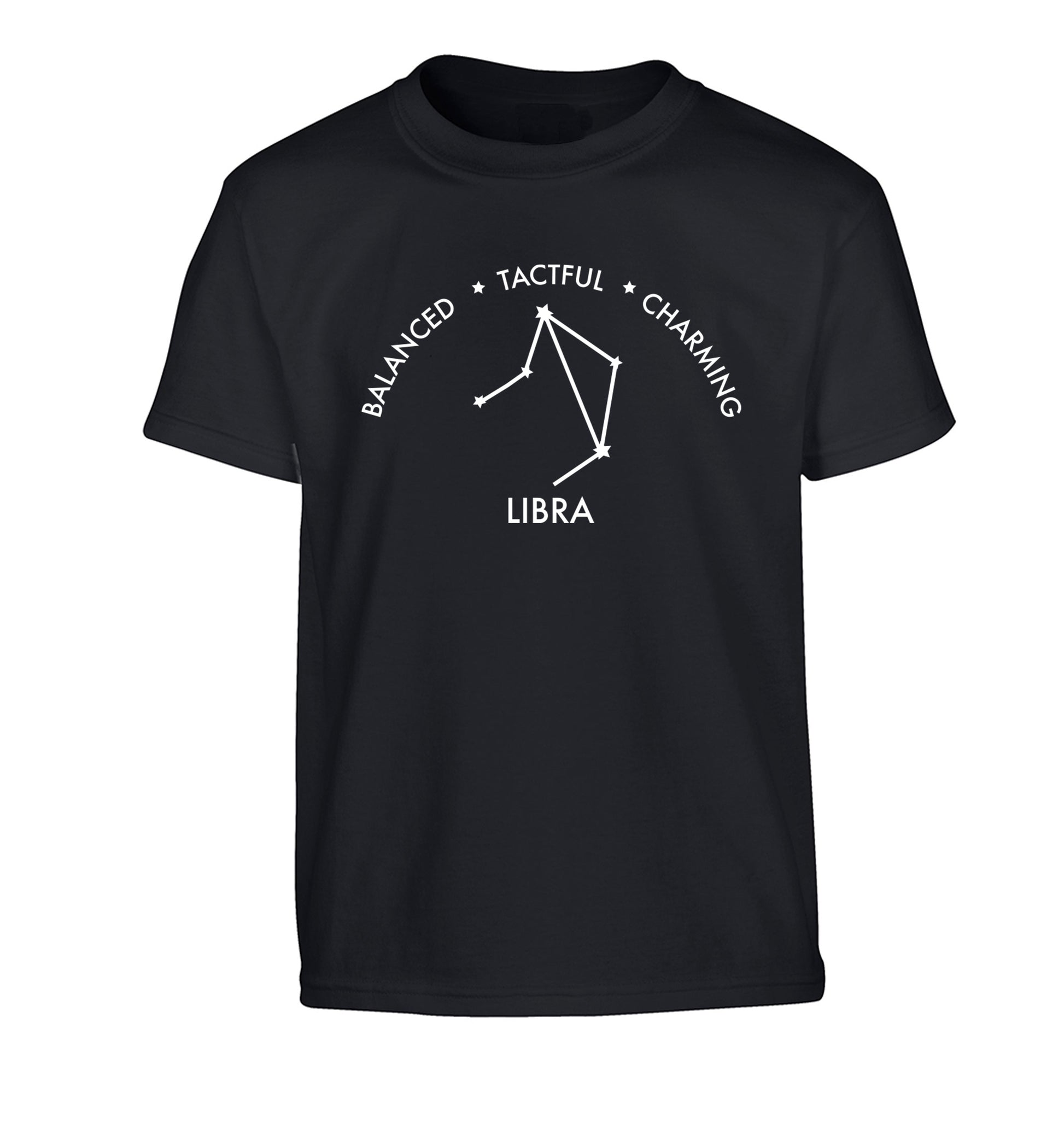 Libra: Balanced, Tactful, Charming Children's black Tshirt 12-13 Years