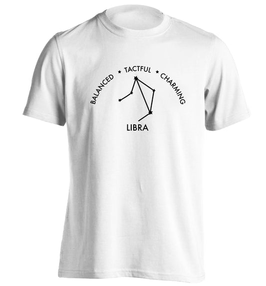 Libra: Balanced, Tactful, Charming adults unisex white Tshirt 2XL