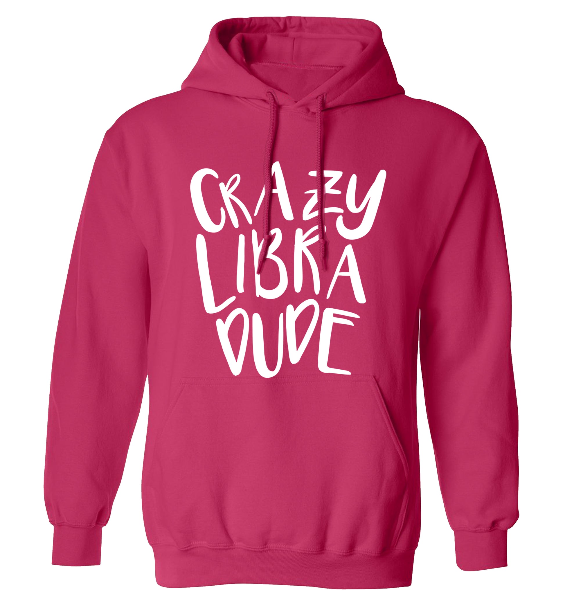 Crazy libra dude adults unisex pink hoodie 2XL