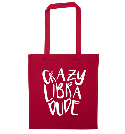 Crazy libra dude red tote bag
