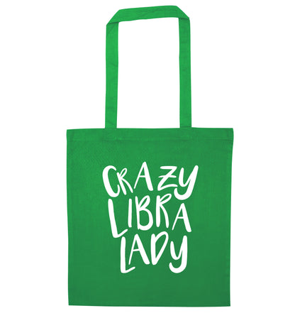 Crazy libra lady green tote bag