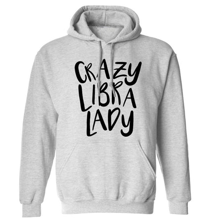 Crazy libra lady adults unisex grey hoodie 2XL
