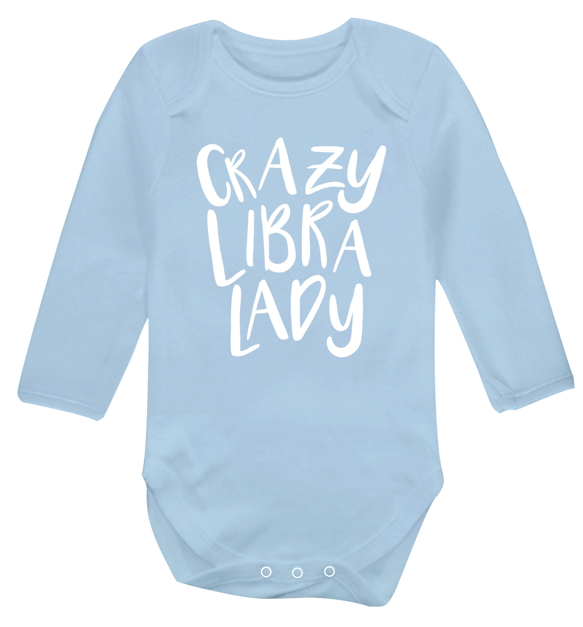 Crazy libra lady Baby Vest long sleeved pale blue 6-12 months