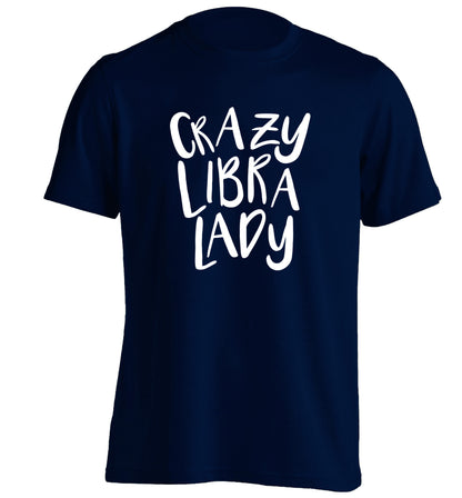 Crazy libra lady adults unisex navy Tshirt 2XL