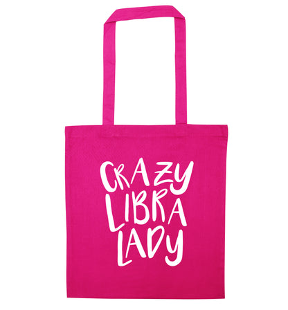 Crazy libra lady pink tote bag