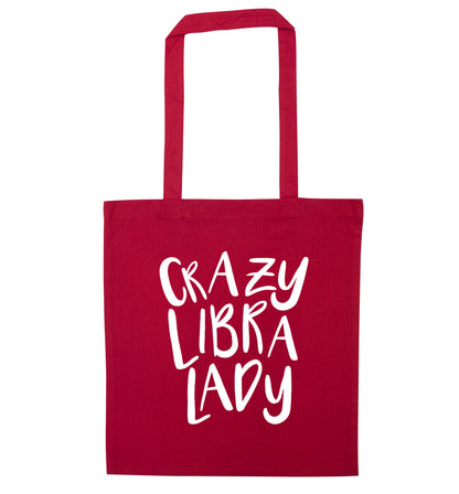 Crazy libra lady red tote bag