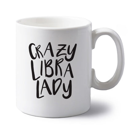 Crazy libra lady left handed white ceramic mug 