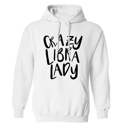 Crazy libra lady adults unisex white hoodie 2XL