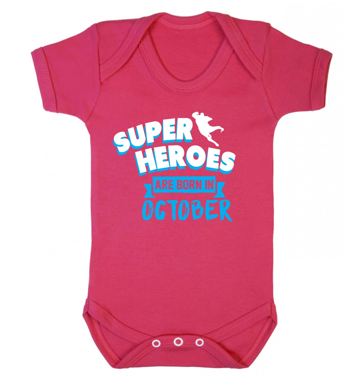 Superheroes are born in October Baby Vest dark pink 18-24 months