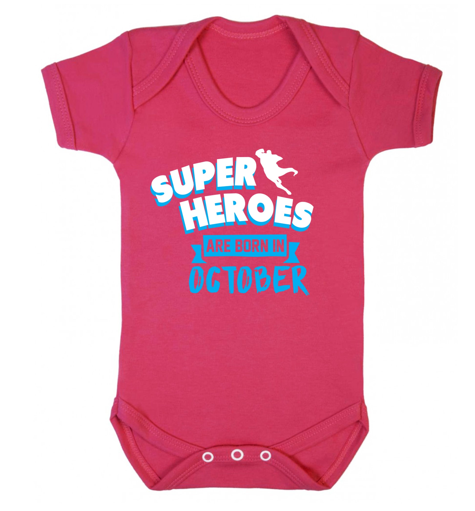 Superheroes are born in October Baby Vest dark pink 18-24 months