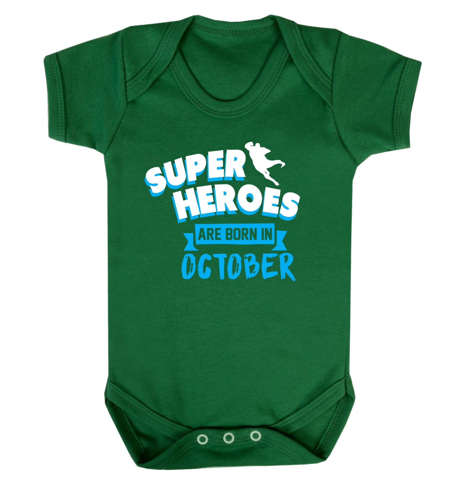 Superheroes are born in October Baby Vest green 18-24 months