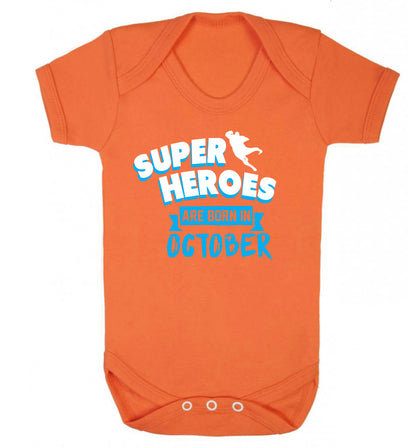 Superheroes are born in October Baby Vest orange 18-24 months