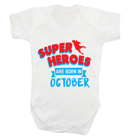 Superheroes are born in October Baby Vest white 18-24 months