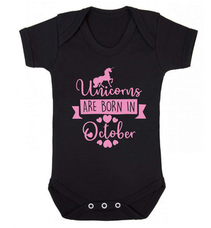 Unicorns are born in October Baby Vest black 18-24 months