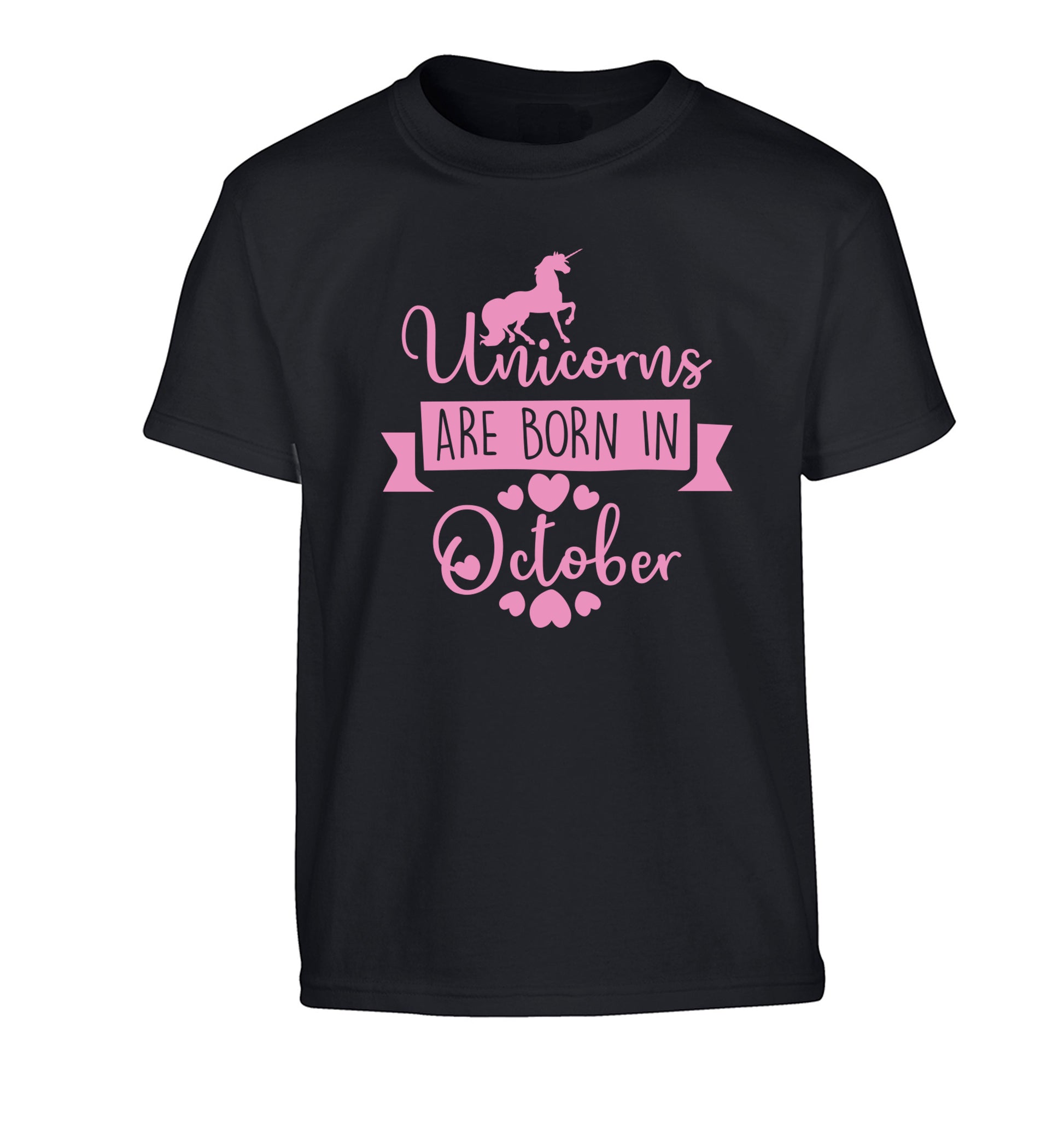 Unicorns are born in October Children's black Tshirt 12-13 Years