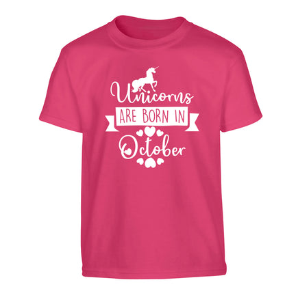 Unicorns are born in October Children's pink Tshirt 12-13 Years