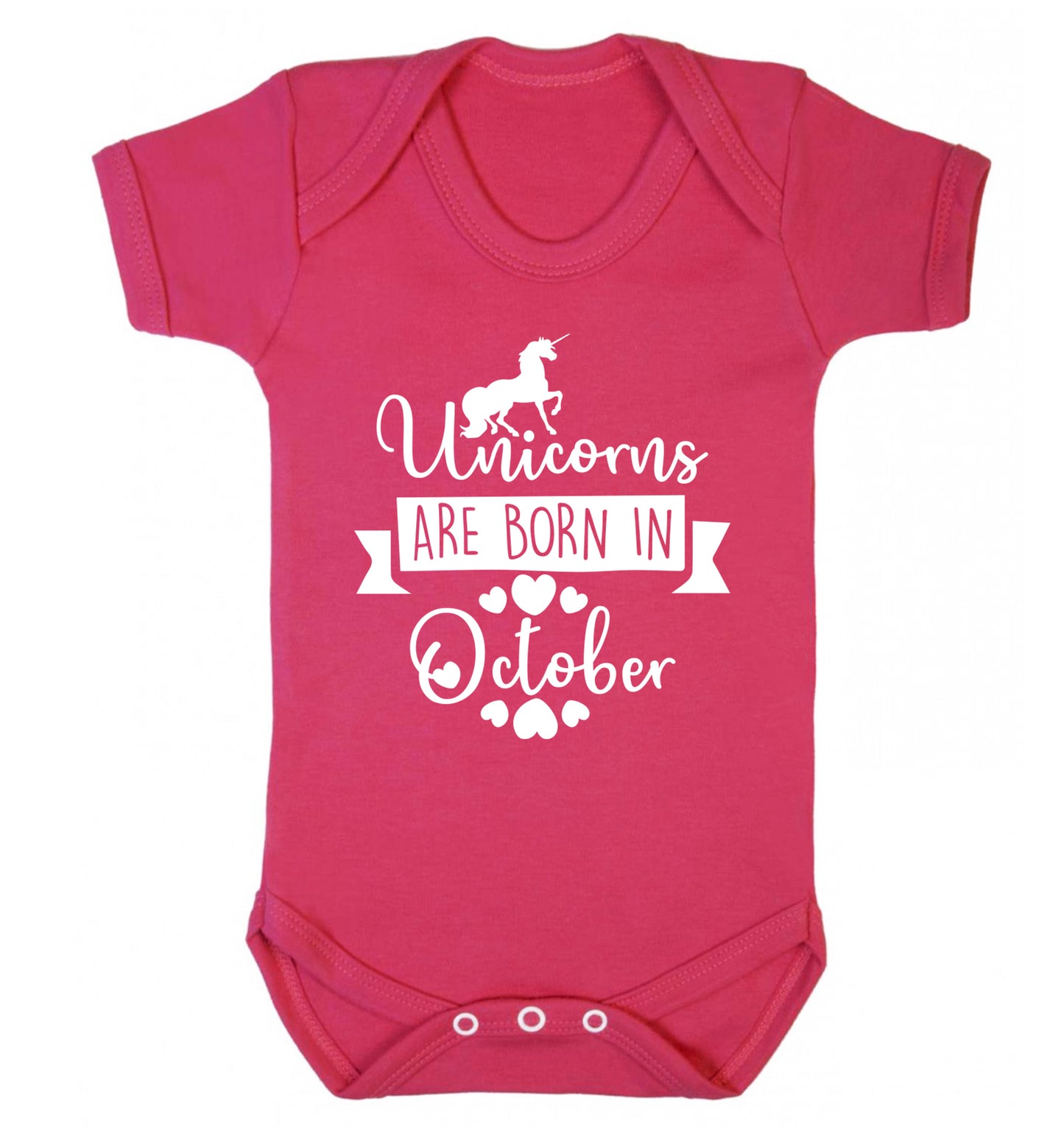 Unicorns are born in October Baby Vest dark pink 18-24 months