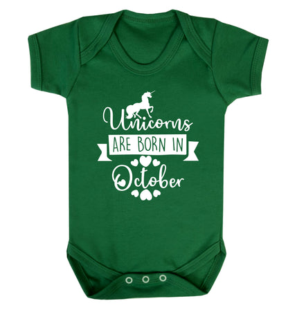 Unicorns are born in October Baby Vest green 18-24 months