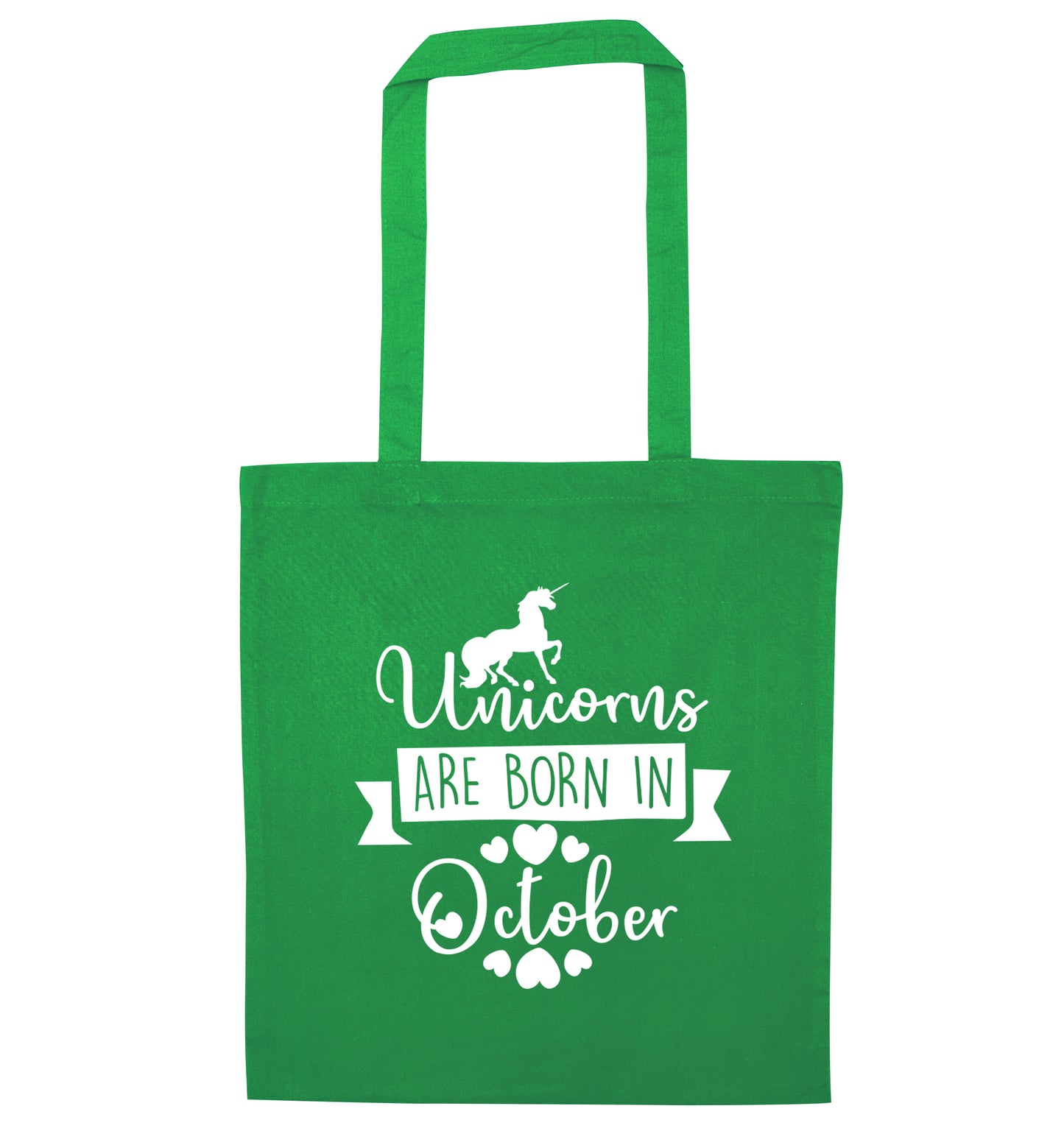 Unicorns are born in October green tote bag