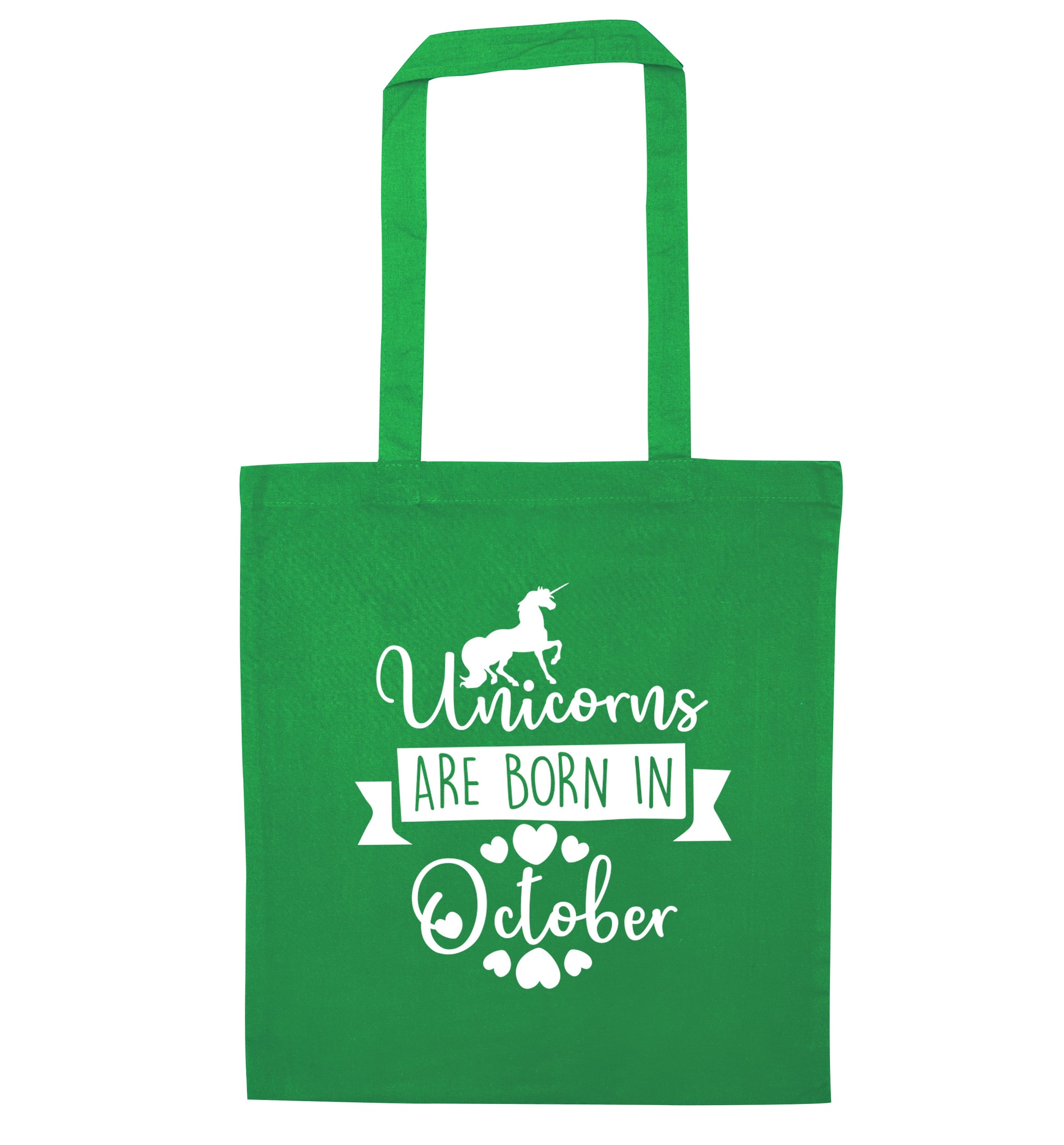 Unicorns are born in October green tote bag