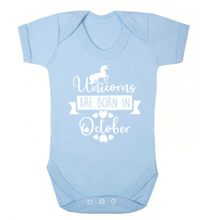 Unicorns are born in October Baby Vest pale blue 18-24 months