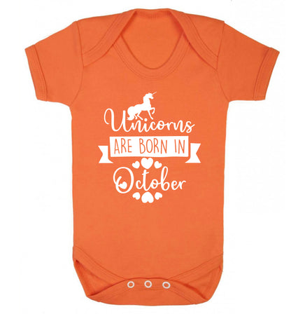 Unicorns are born in October Baby Vest orange 18-24 months