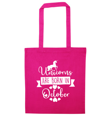 Unicorns are born in October pink tote bag