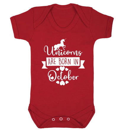Unicorns are born in October Baby Vest red 18-24 months