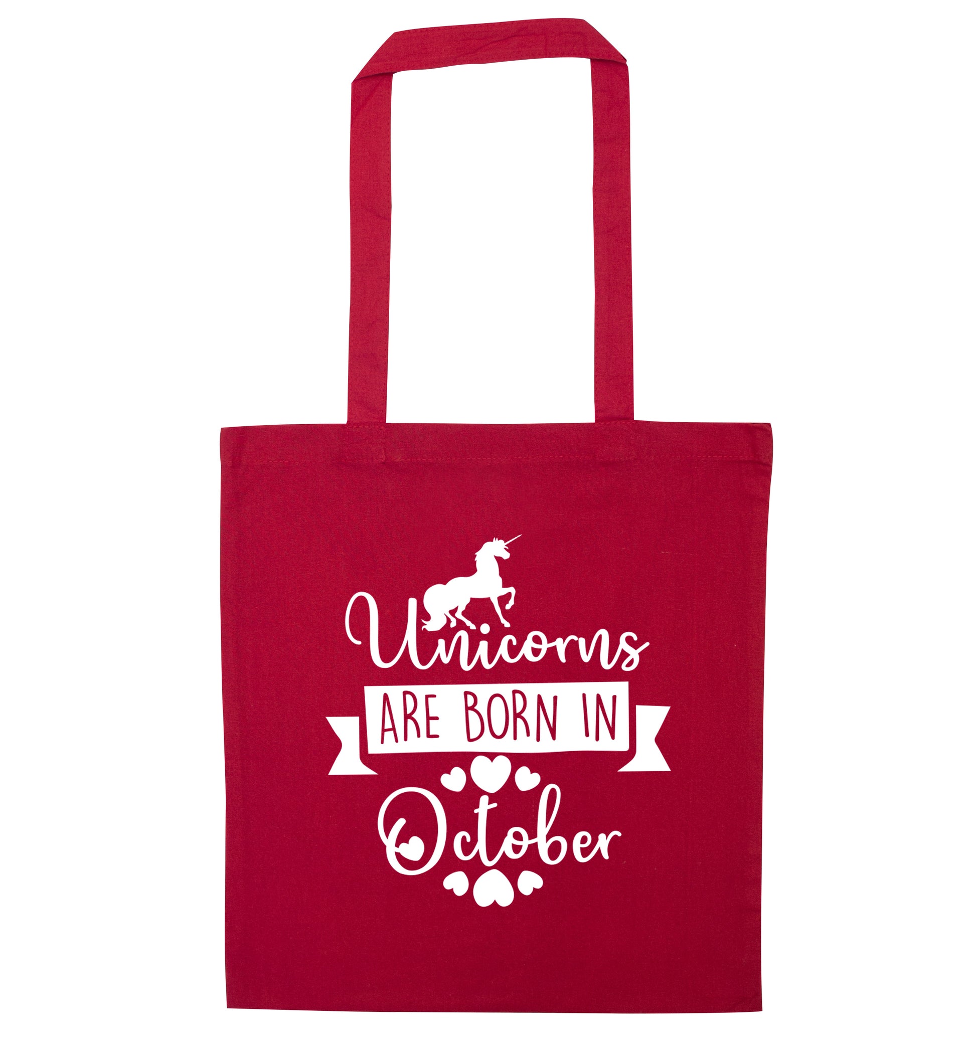 Unicorns are born in October red tote bag