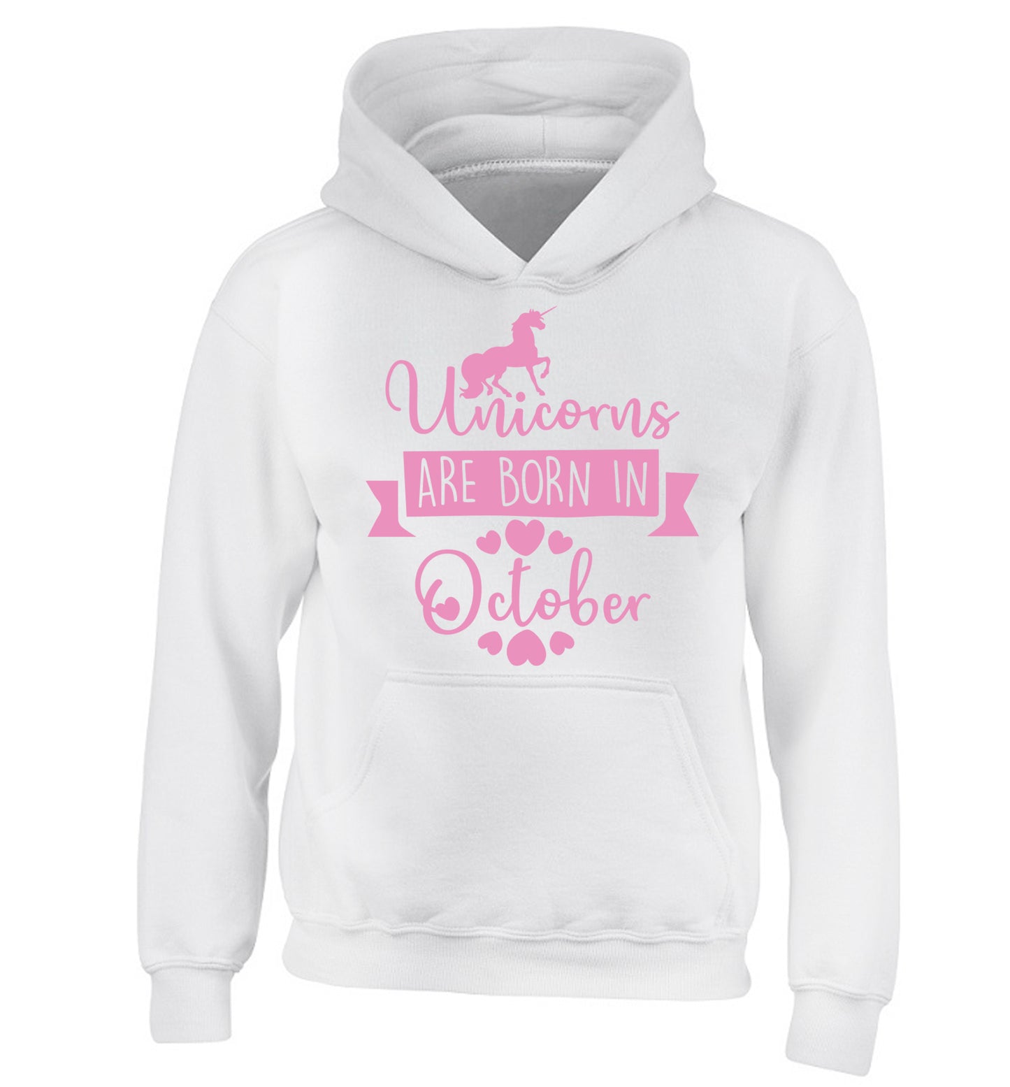 Unicorns are born in October children's white hoodie 12-13 Years