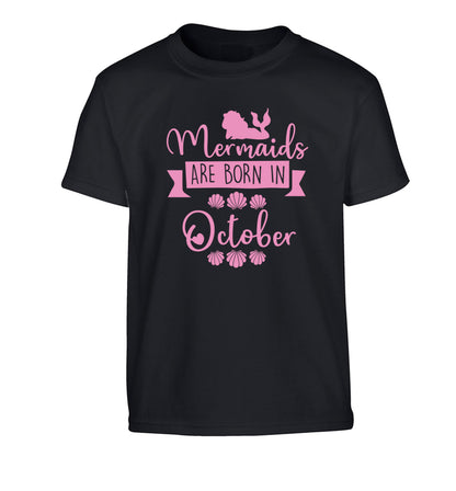 Mermaids are born in October Children's black Tshirt 12-13 Years