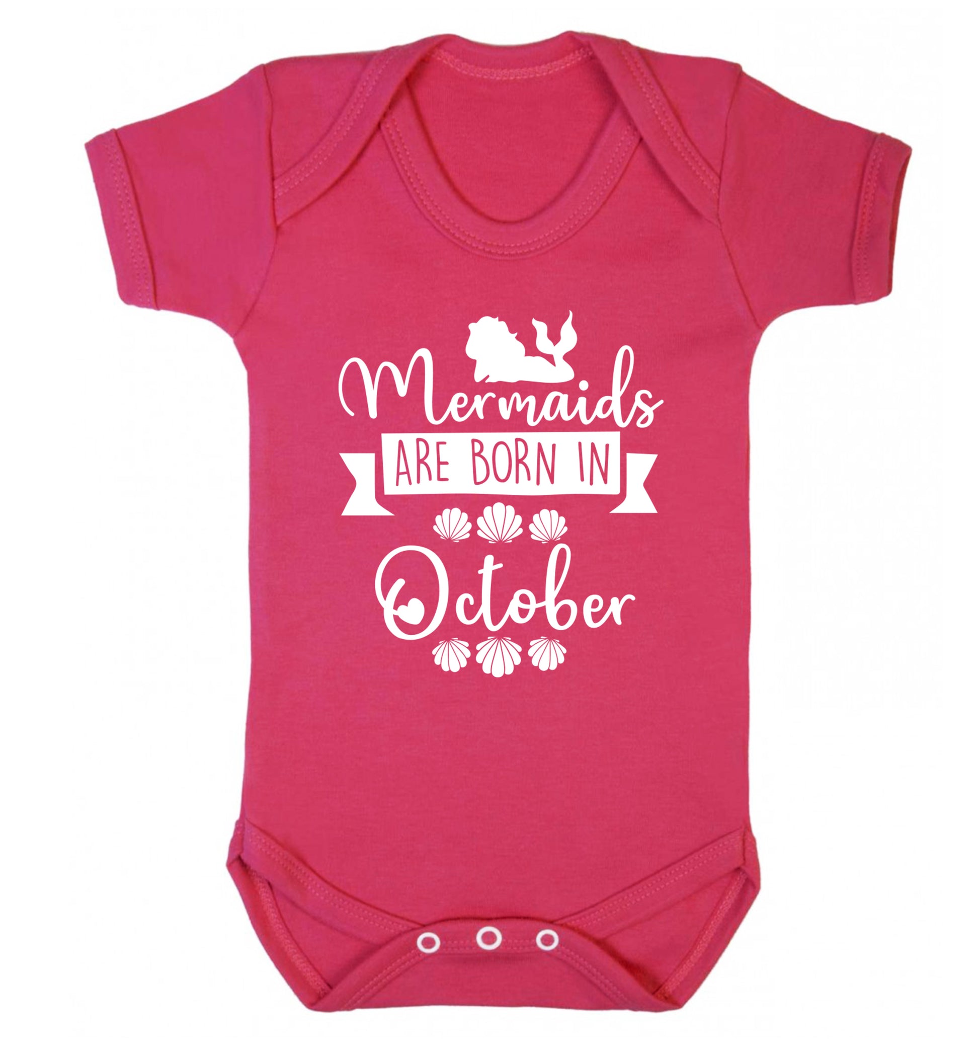 Mermaids are born in October Baby Vest dark pink 18-24 months