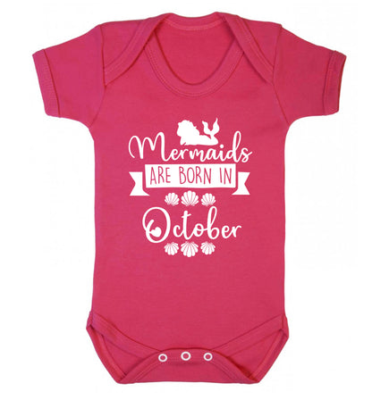 Mermaids are born in October Baby Vest dark pink 18-24 months
