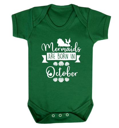 Mermaids are born in October Baby Vest green 18-24 months