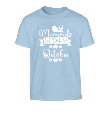 Mermaids are born in October Children's light blue Tshirt 12-13 Years