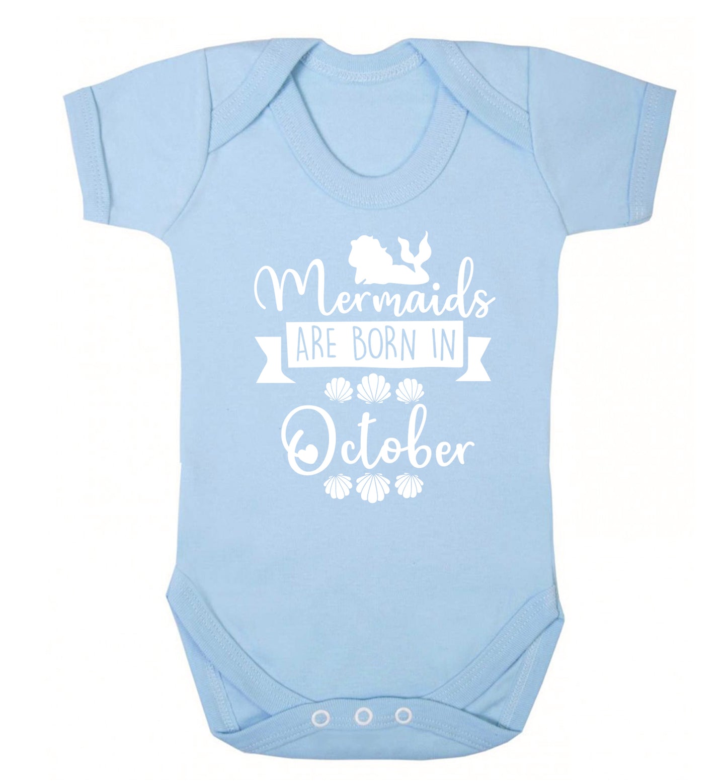 Mermaids are born in October Baby Vest pale blue 18-24 months