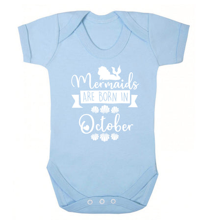 Mermaids are born in October Baby Vest pale blue 18-24 months