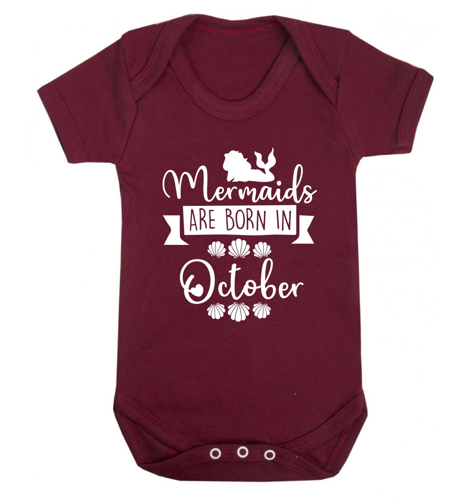 Mermaids are born in October Baby Vest maroon 18-24 months