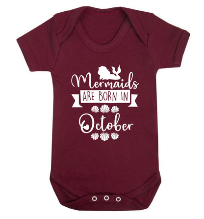 Mermaids are born in October Baby Vest maroon 18-24 months