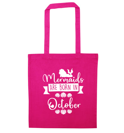 Mermaids are born in October pink tote bag