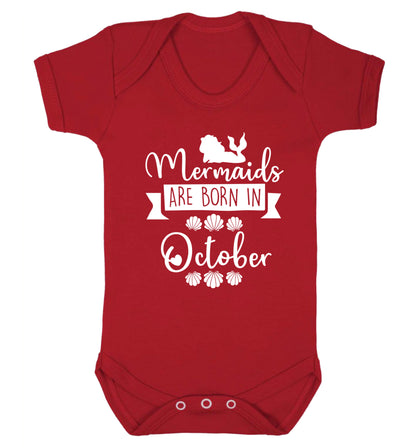 Mermaids are born in October Baby Vest red 18-24 months