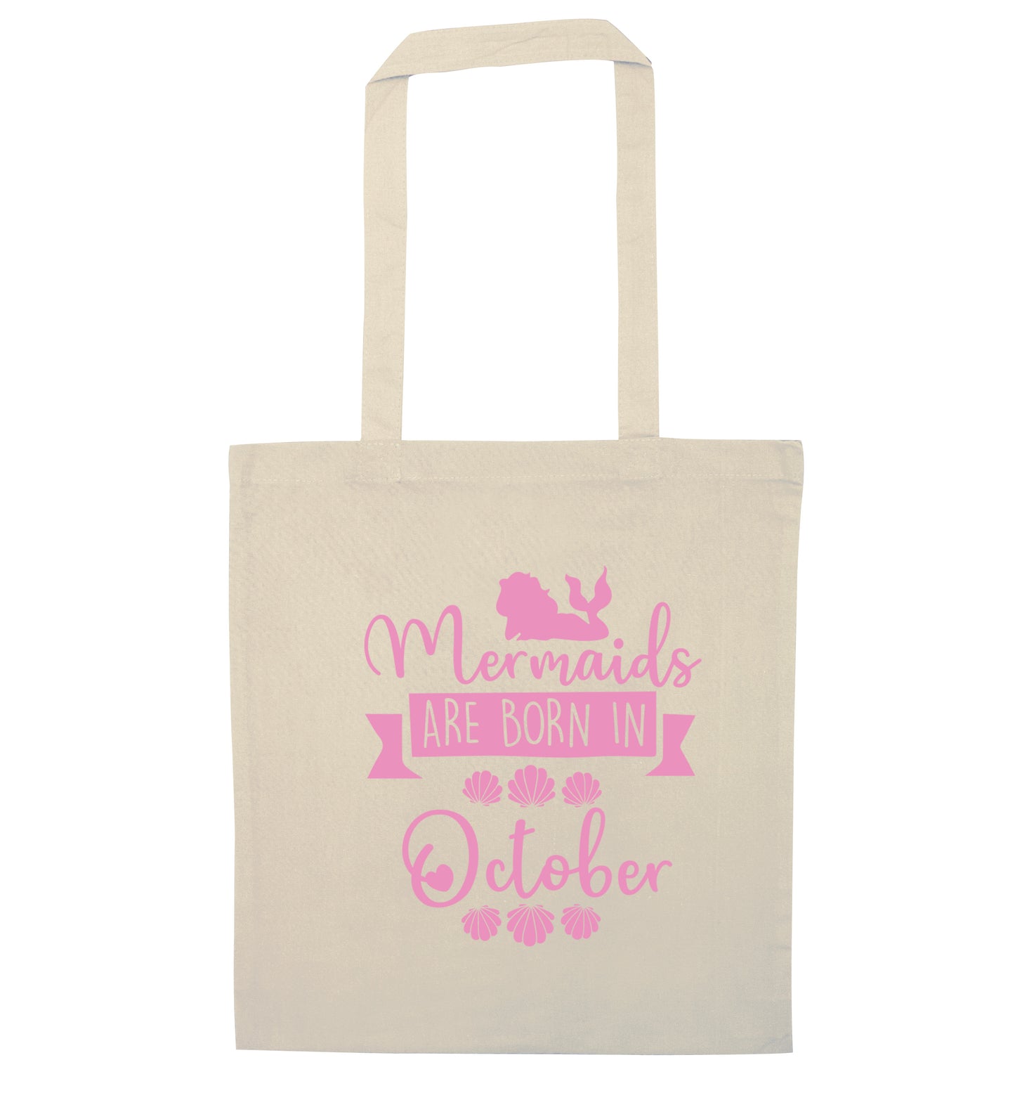 Mermaids are born in October natural tote bag