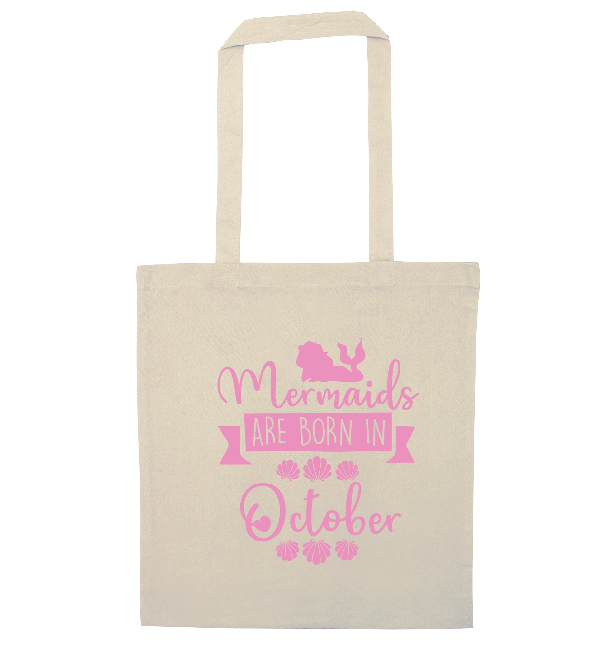 Mermaids are born in October natural tote bag