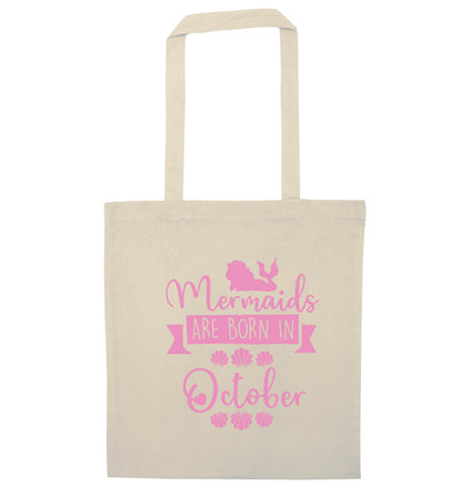 Mermaids are born in October natural tote bag