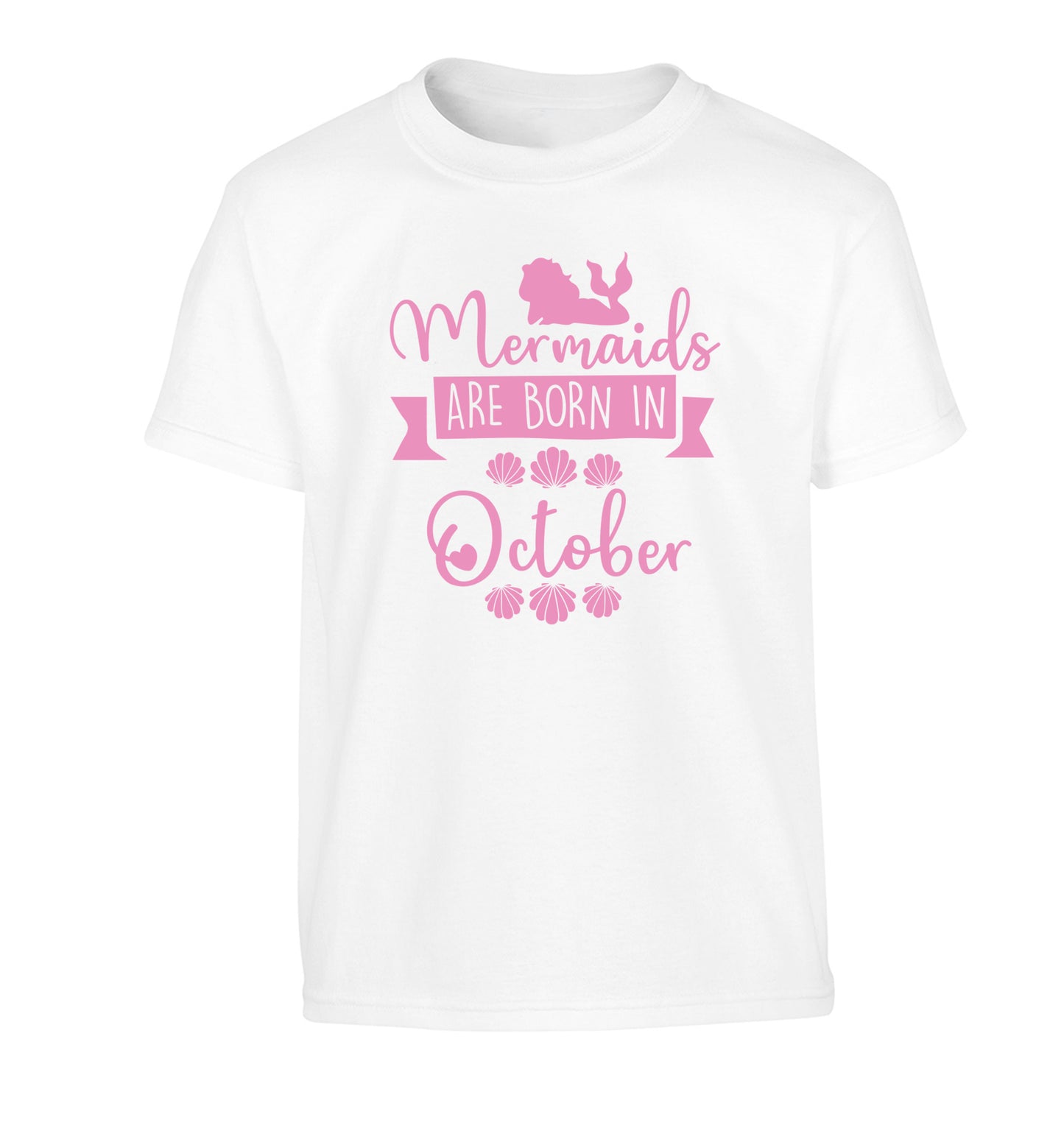 Mermaids are born in October Children's white Tshirt 12-13 Years