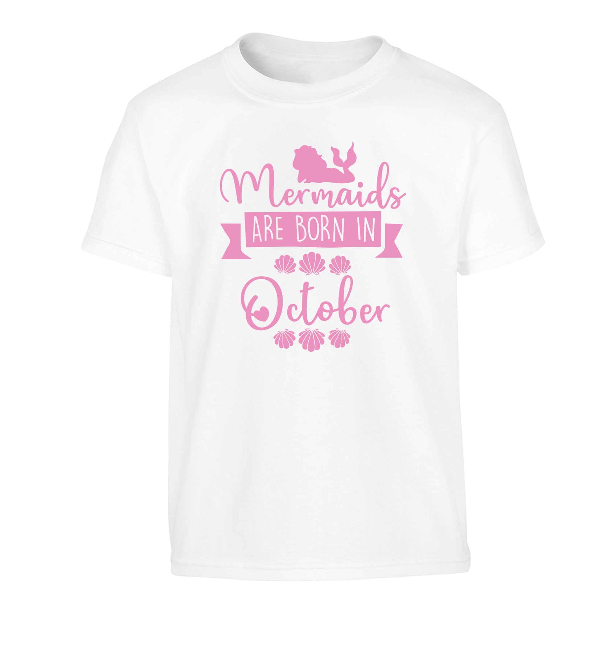 Mermaids are born in October Children's white Tshirt 12-13 Years