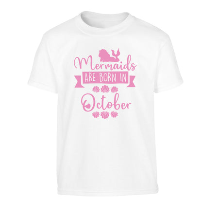 Mermaids are born in October Children's white Tshirt 12-13 Years